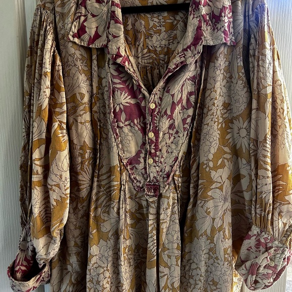 Magnolia Pearl Women's Floral Blouse - Mustard and Cream - Picture 2 of 6
